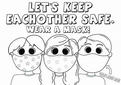 Coloring Masks Wearing Face Sheets Kindergarten Mask