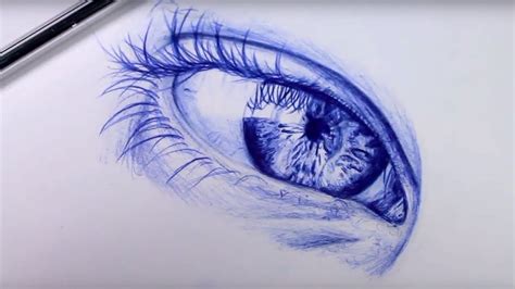 How To Draw A Realistic Eye With A Ballpoint Pen Youtube