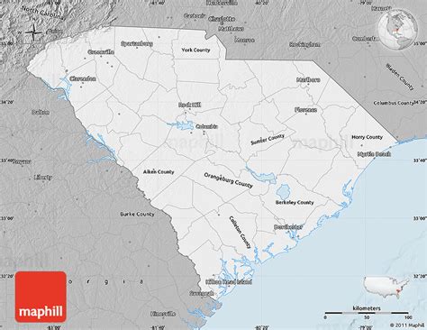 Gray Map Of South Carolina