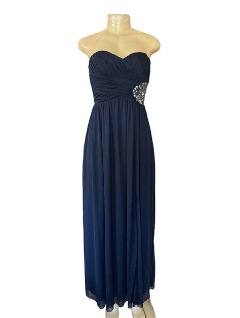 My Michelle Formal Maxi Strapless Navy Blue Dress Si Gem