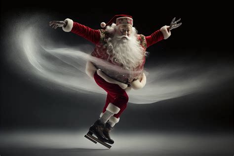 Performing Figure Skating As Santa Claus