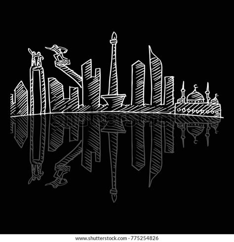 Sketchy Jakarta Skyline Stock Vector Royalty Free 775254826