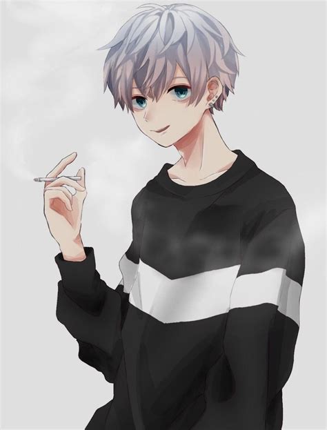Cool Anime Guy Smoking Animeboy Hot Smoking Whitehair Cool Anime Guys