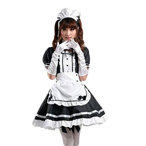 avacostume women s anime cosplay french apron maid fancy dress costume xxxl black