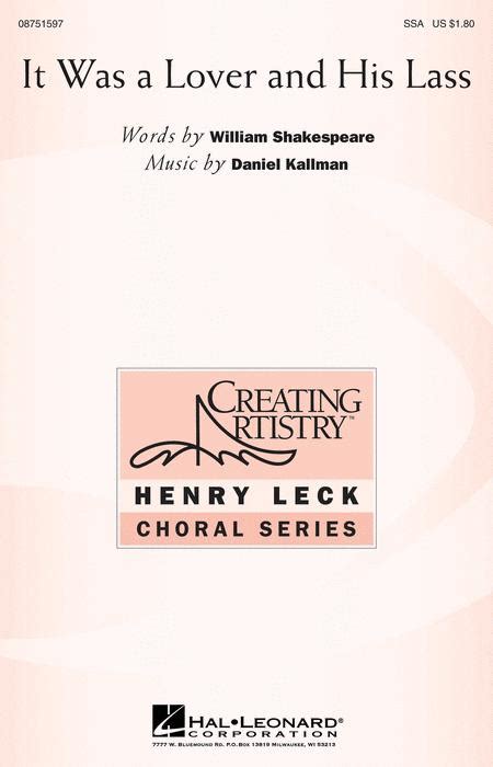 It Was A Lover And His Lass By Daniel Kallman Octavo Sheet Music For Choral Buy Print Music
