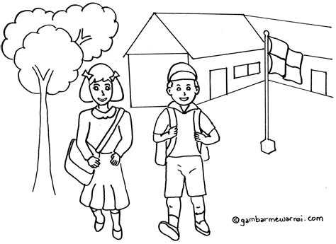 Gambar Mewarnai Kembali Ke Sekolah - Gambar Mewarnai | Ilustrasi tinta