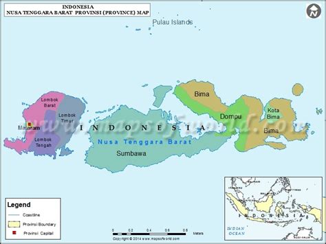 Nusa Tenggara Barat Map Map Of Nusa Tenggara Barat Province Indonesia