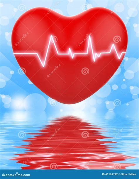 Electro On Heart Displays Passionate Relationship Or Heartbeats Stock