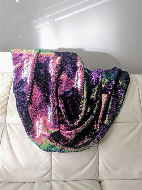 Pink Purple Mermaid Sequin Throw Decorative Blanket