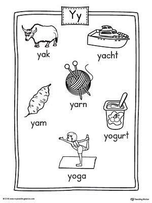 Check spelling or type a new query. Letter Y Word List with Illustrations Printable Poster in ...