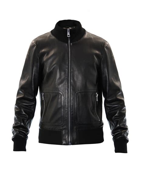 Lyst Gucci Leather Bomber Jacket In Black For Men