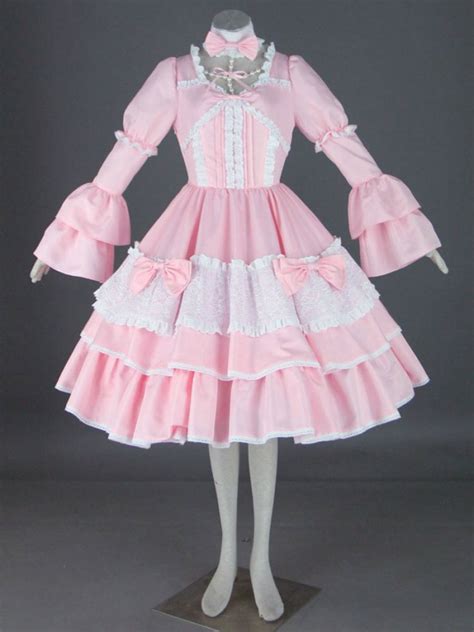 Pink Long Sleeves Cotton Sweet Lolita Dress