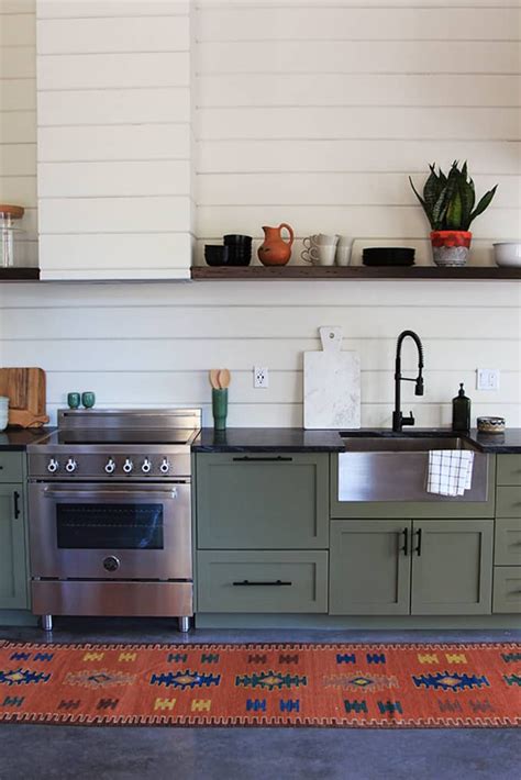 Moody Green Kitchen Cabinet Paint Colors Bright Green Door One Wall