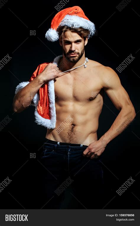 christmas sexy muscular santa man image and photo bigstock