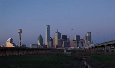 Sunset Timelapse Over The Dallas Skyline From The Trinity River Levee