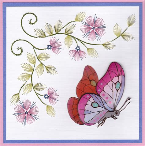 Y Vlinder Card Art Embroidery Cards Paper Embroidery