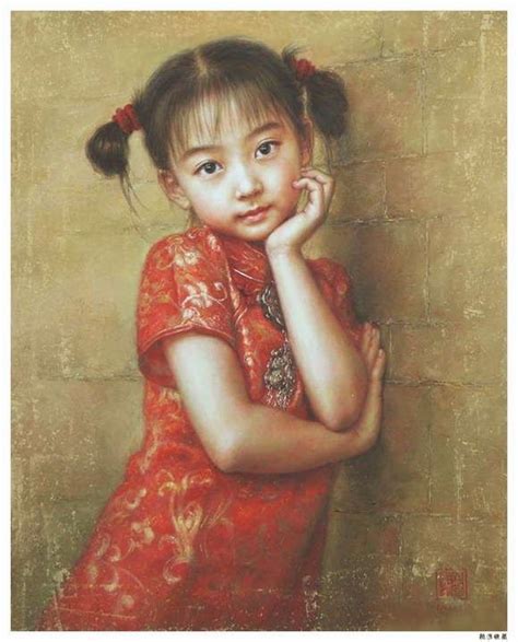 Lukisan Realisme Xu Fang Artwork Ritratti Di Bambini Ritratti