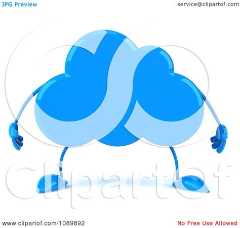Clipart 3d Blue Cloud Character Royalty Free Cgi