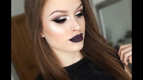 Cut Crease Eyes Dark Purple Lips Bold Vampy Makeup
