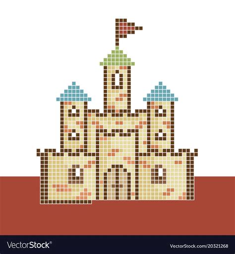 Pixel Castle Vector Image On Vectorstock Castle Vector Pixel Art