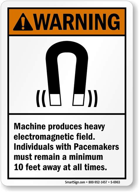 Machine Produces Electromagnetic Field Pacemakers Warning Sign Sku S