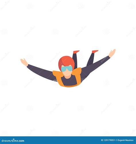 Skydiver Flying In The Sky Extreme Sport Leisure Activity Concept