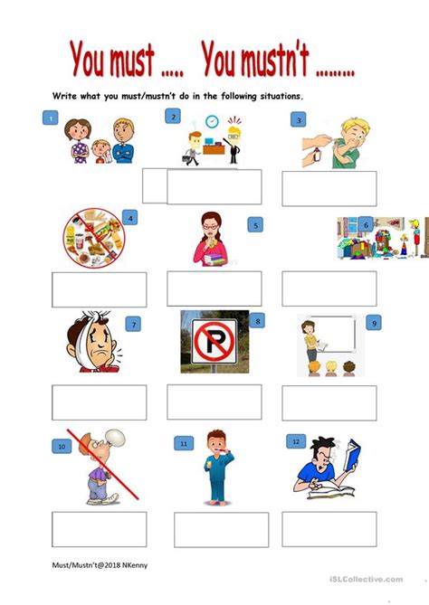 must-mustn't - English ESL Worksheets for distance learning and ...