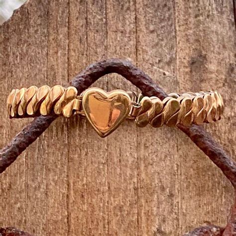 Vintage Gold Filled Heart Expansion Bracelet