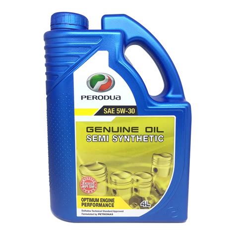 Vehicle fully synthetic engine oil. Original PERODUA 5W30 Semi Synthetic Engine Oil (4L) 5W-30 ...