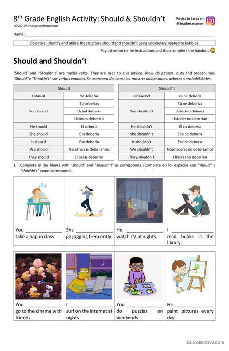 Should And Shouldn T English Esl Worksheets Pdf And Doc