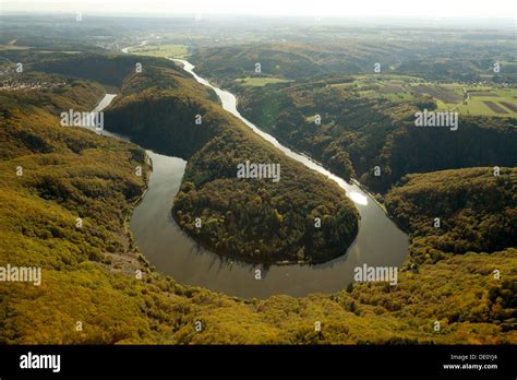 Aerial View Saarschleife Mettlach Saar River Bend Saarland Autumn