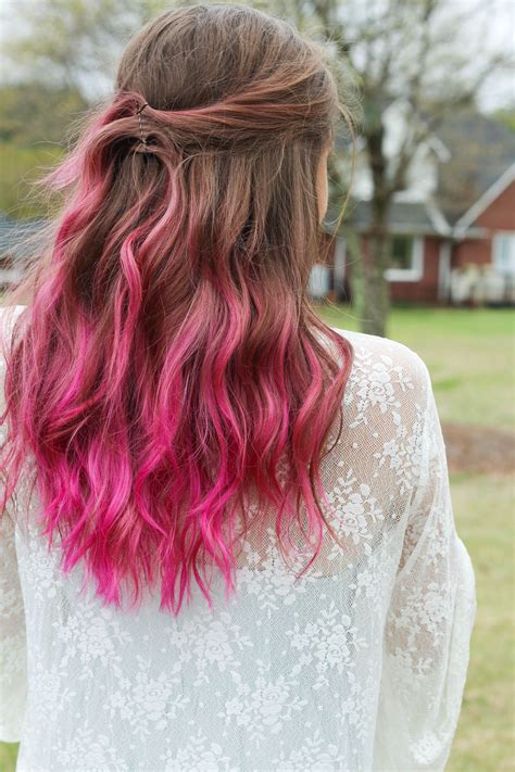Pink Hair Ombre On Brown Brown Hair Pink Tips Pink Ombre Hair Pink