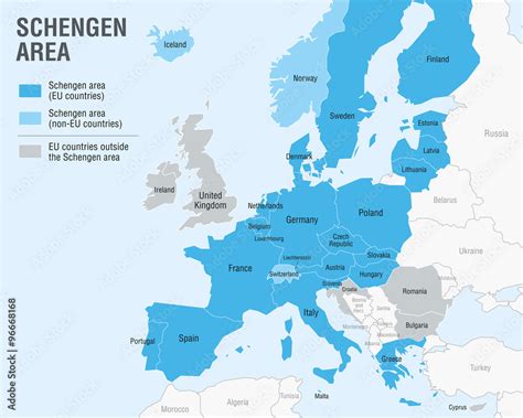 Map Of The Schengen Area ENG US Vector De Stock Adobe Stock