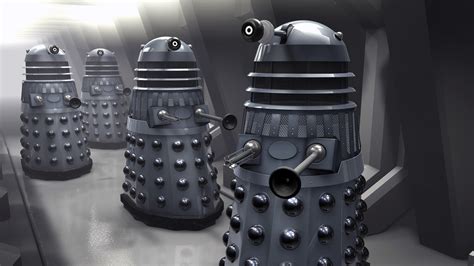 Four Black Robots Illustration Doctor Who The Doctor Daleks Hd