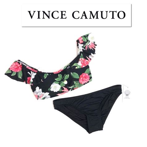 Vince Camuto Swim Vince Camuto Tropical Ruffle Bandeau Bikini