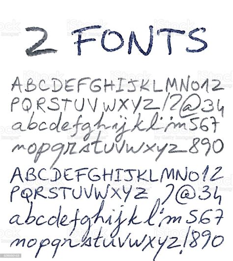 Hand Drawn Alphabet Set Pencil And Pen Texture Handwriting Font Stock