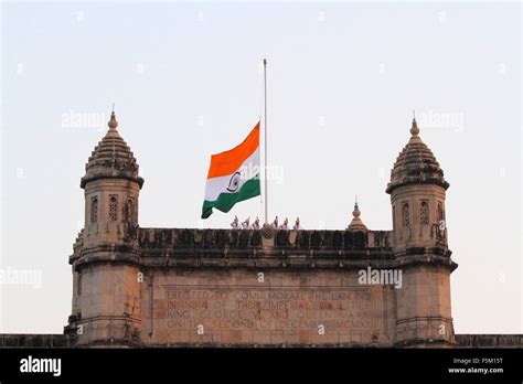 National Flag Flying Gateway Mumbai Maharashtra India Asia Stock