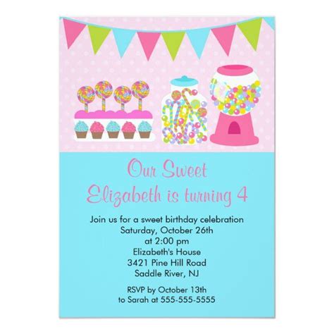 Sweet Candy Bash Girl Birthday Party Invitation Zazzle Birthday