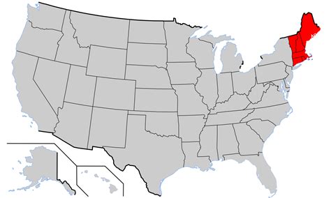 New england is a region of the united states located in the northeastern corner of the country, bordered by the atlantic ocean, canada and the state of new york. File:New England USA.svg - Wikipedia