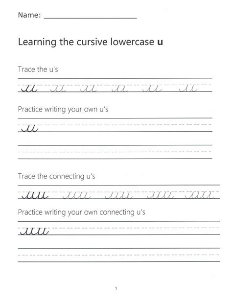 Cursive U How To Write A Lowercase U In Cursive