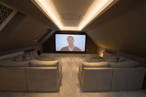 Loft Conversion Home Cinema With Luxury Seating Acoustic Panelling And