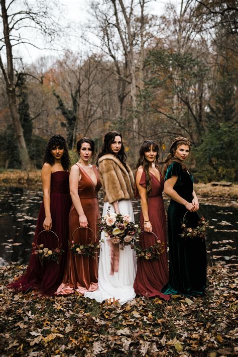 Bold Shades Of Dark Red Fall Brdesmaid Dresses Wedding Winter Wedding Boho Dark Wedding