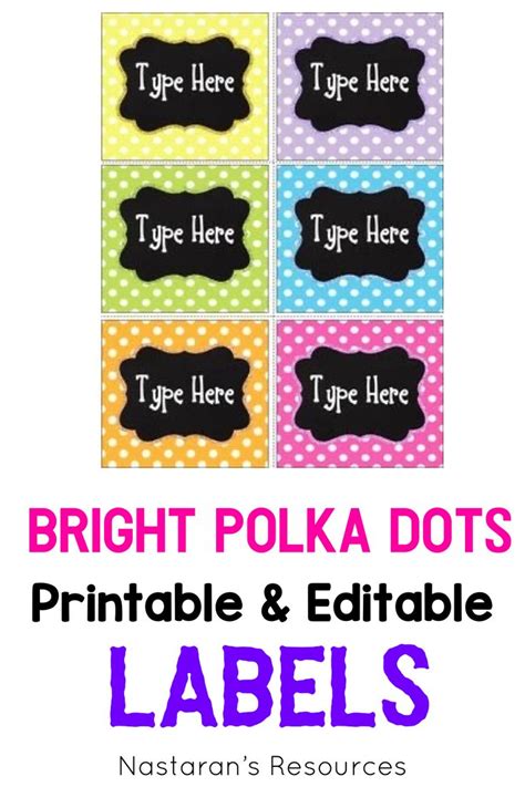 Editable Labels Bright Polka Dot With Chalkboard Nastarans