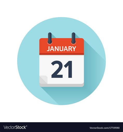 January 21 Flat Daily Calendar Icon Date Vector Image