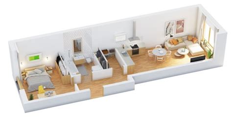 This contemporary one bedroom apartment has a small footprint but it's anything but minimalist. 40 More 1 Bedroom Home Floor Plans