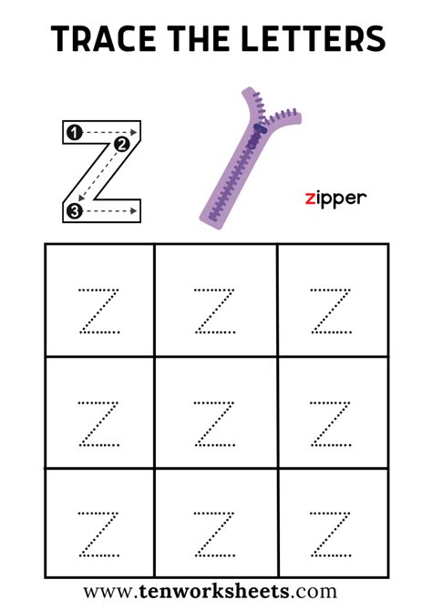 Tracing Lowercase Alphabet Letter Z Worksheet Pdf For Kindergarten
