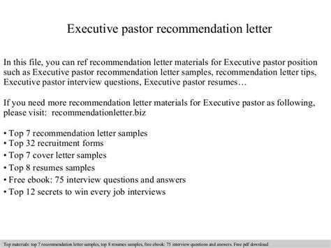 Executive Pastor Recommendation Letter