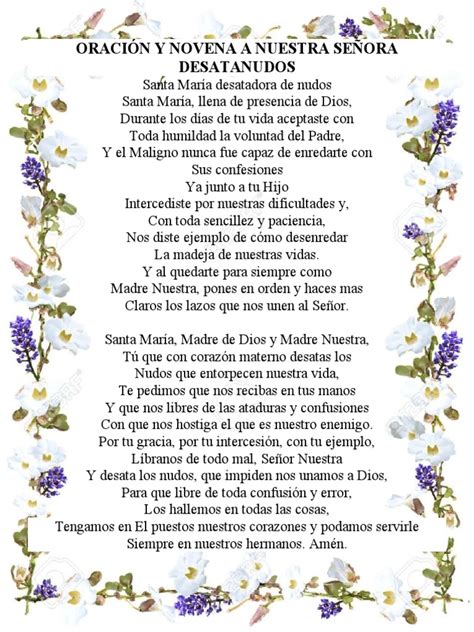 Oración Y Novena A Nuestra Señora Desatanudos Pdf