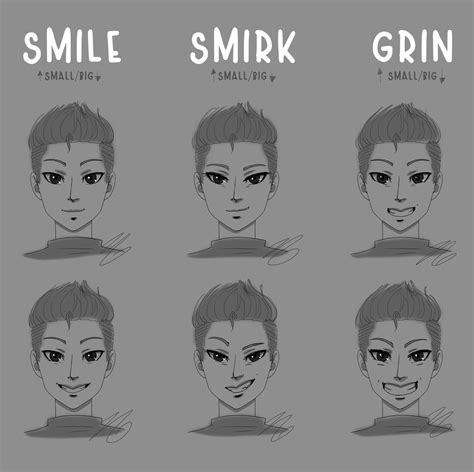Smile Vs Smirk Vs Grin Emotion Sketch By Kozekito On Deviantart