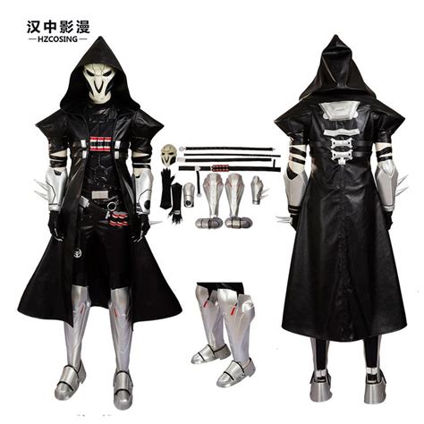 Hzym Overwatch Ow Reaper Cosplay Costume Deluxe Leather Full Set Custom